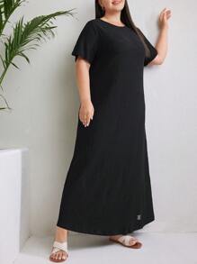 Mulvari Vestido De Talla Grande De Textura De Color Sólido