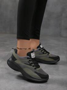 Women's Breathable Mesh Lightweight Casual Running Shoes With Soft Sole For Comfort - Dark Green - View 4