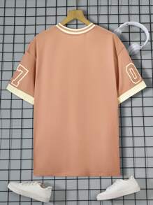 Teen Boy Letter & Number Print Colorblock T-Shirt - Brown - View 2