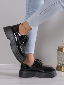 Scarpe Mary Jane Con Stile Britannico Per L'autunno Da Donna, Punta Tonda, Allacciate, Mocassini Con Suola Spessa E Piattaforma