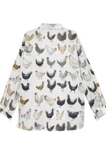 Plus Size Women's Chicken Printed Long Sleeve Shirt