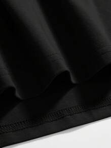 ROMWE MEN Street Life Men's Casual Tank Top With Slogan Print, School - Black - View 4