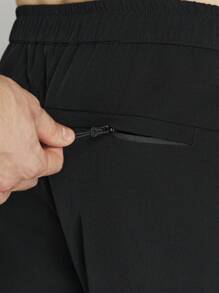 Gym Rark Men's Solid Belted Pocket Outdoor Pants Hiking Clothes - Black - View 6
