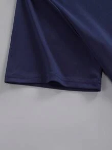 SHEIN LUNE Plus Coffee And Slogan Graphic Tee - Navy Blue - View 5