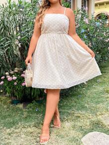 Flirla Plus Size Solid Color Textured Halter Back Knot Sleeveless Dress