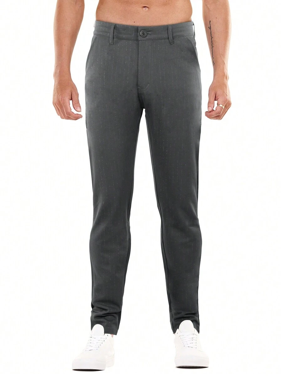 Men Casual Chino Pants - Grey - View 1