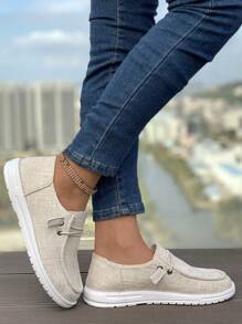 Women's Casual Athletic Loafers, Flat, Canvas Shoes