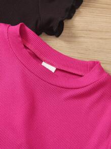 SHEIN Elladie kids Áo thun trơn cổ tròn thường ngày cho bé gái trẻ Áo thun bé gái Áo thun bé gái bé gái - Nhiều màu - Xem 6