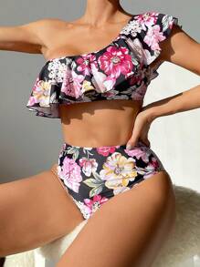 SHEIN Swim Women's Flower Pattern Printed Bikini Set Summer Beach - Multicolor - View 1