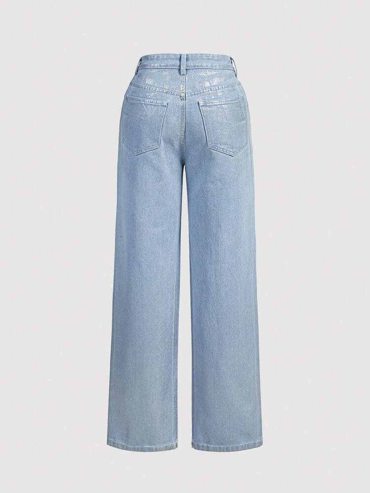 Mid-Waist Loose Fit Casual Straight Leg Jeans