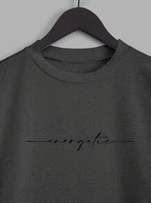 RueChic Men Letter Graphic Tee - Dark Grey - View 4