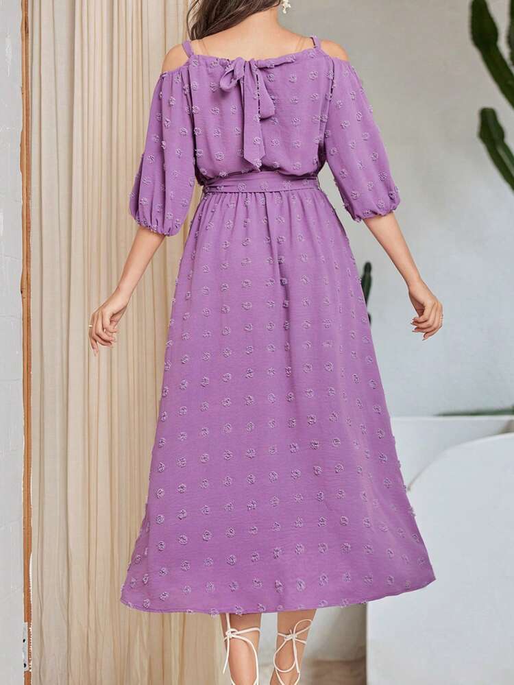 Women Open Shoulder Strap Dress