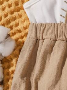 Baby Girl Rainbow Embroidery Ruffle Hem Cami Bodysuit - Multicolor - View 4