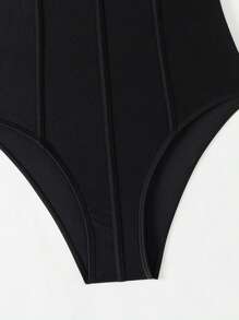 Swim Vcay Costume da bagno con reggiseno a fascia con contrasto di rete, adatto per vacanze, viaggi, festival, piscina, surf, spiaggia estiva