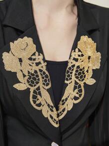 Modelyn Women's Soluble Lace Decoration Single-Breasted Blazer