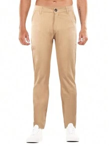 Men Casual Fit Chino Pants - Khaki - View 1