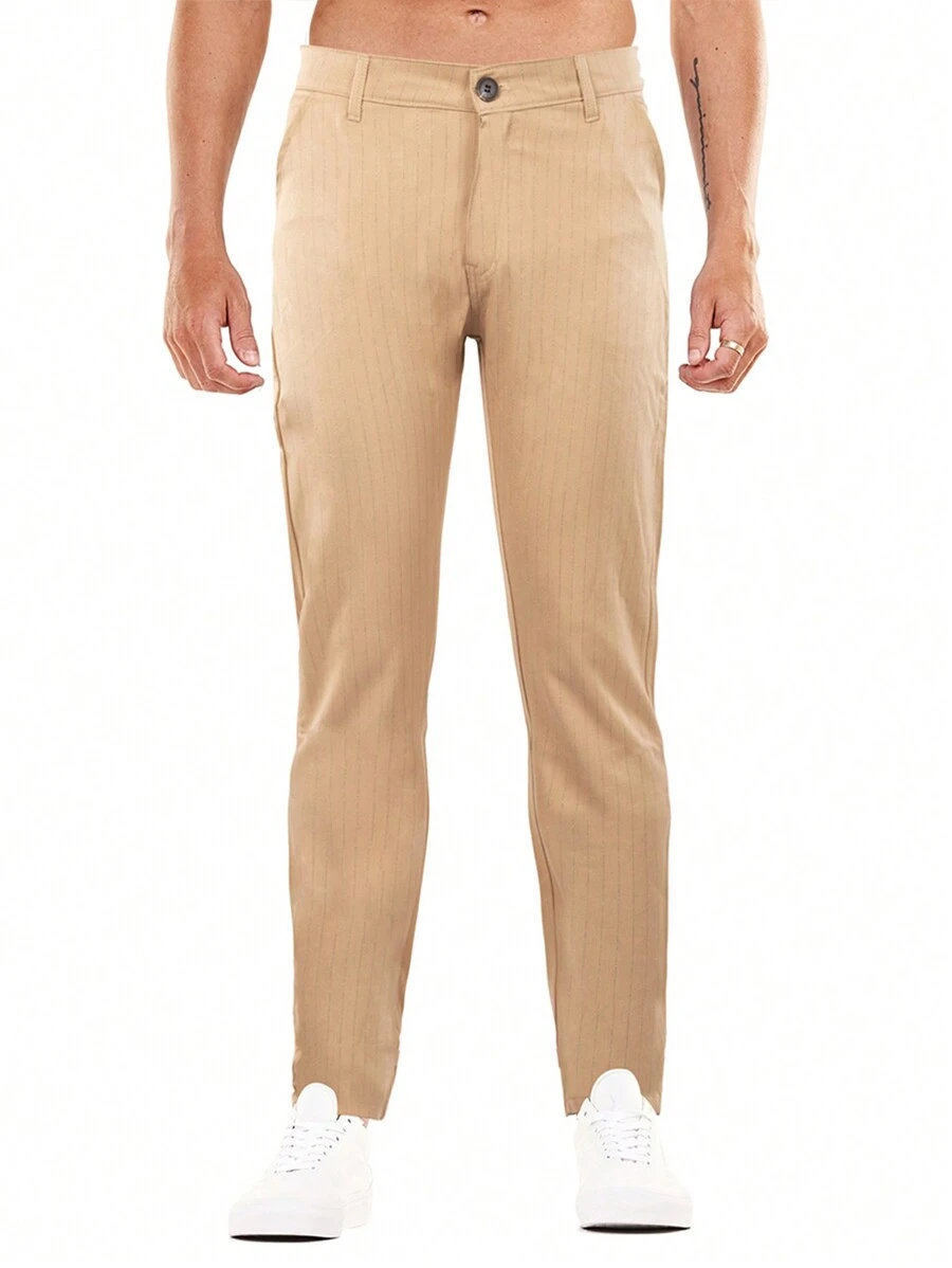 Men Casual Fit Chino Pants - Khaki - View 1
