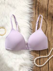 SHEIN 女士純色胸罩 - 淡紫色 - 查看 4