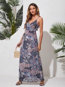 Aveloria Random Printed Spaghetti Strap Dress