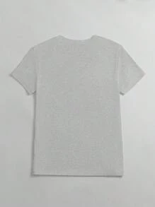 SHEIN Plus Size Cross Print Round Neck T-Shirt Graphic Tees Women Tops