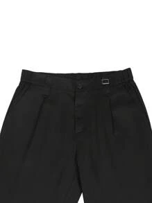 Manfinity Mode Men Solid Slant Pocket Suit Pants - Black - View 6