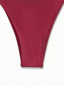 Swim Basics Conjunto de bikini de dos piezas con cuello halter sólido, playa de verano