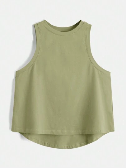 Tseoso 女款純色圓領不對稱懸垂背心