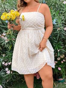 Flirla Plus Size Solid Color Textured Halter Back Knot Sleeveless Dress