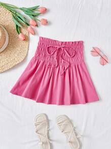 Soleia Falda corta casual de color rosa para mujer, ideal para la primavera/verano y vacaciones - Rosa - Ver 1