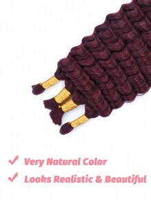 99J Burgundy Crochet Human Hair For Boho Braids 100g/Pc Red Deep Wave Bulk Human Hair For Knotless Braids 12A 100% Unprocessed Brazilian Virgin Hair Extensions Bulk Bohemian 18-22 Inch Halloween Costumes