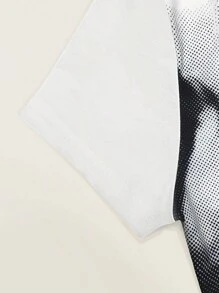 SHEIN LUNE Cơ thể In Thon gọn Ngắn tay Áo thun - trắng - Xem 6