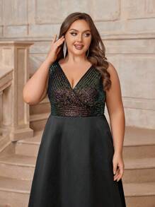 SHEIN Belle Robe De Soirée Élégante Grande Taille De Ligne A Et À Paillettes Colorées - Multicolore - Voir 6