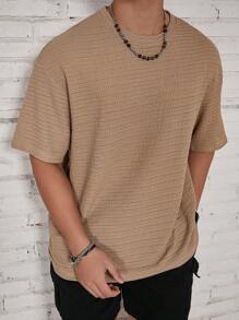 Manfinity Homme Men Solid Color Beach Plain Textured Short Sleeve T-Shirt, Boyfriend Gift, For Going Out, Holiday - Multicolor - View 6