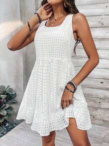 Breezaya Vestido Sin Mangas De Color Sólido - Blanco - Ver 3