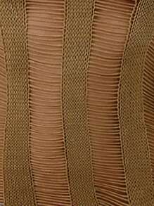 SHEIN Swim Women's Round Neck Hollow Out Long Sleeve Cover Up Shirt Dress, For Summer, Beach, Vacation - Khaki - View 5