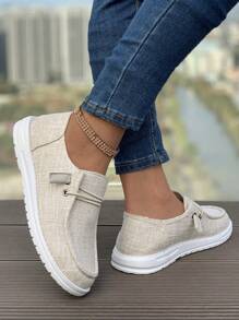 Women's Casual Athletic Loafers, Flat, Canvas Shoes