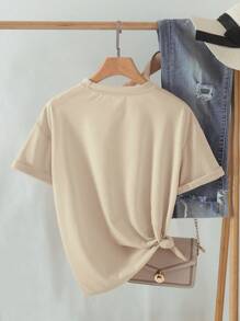 INAWLY Camiseta informal con impresión de flor y letras para verano, camisetas gráficas para mujer