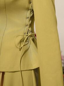 Modelyn Conjunto De Traje De Solapa Con Cuello De Solapa unicolor De Un Solo Pecho - Amarillo - Ver 8