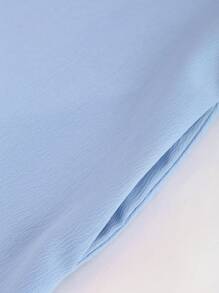 Sweetra Solid Zipper Back Flare Hem Dress Maxi Women Outfit - Blue - View 5