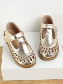 Golden Children's Shoes For Toddler & Little Girls, Flat Bottom & Jelly Material - Gold - View 4