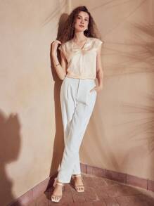 MOTF PREMIUM SILK V-NECK BATWING SLEEVE JACQUARD TOP