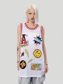 SHEIN Coolane 印花網眼寬鬆運動背心