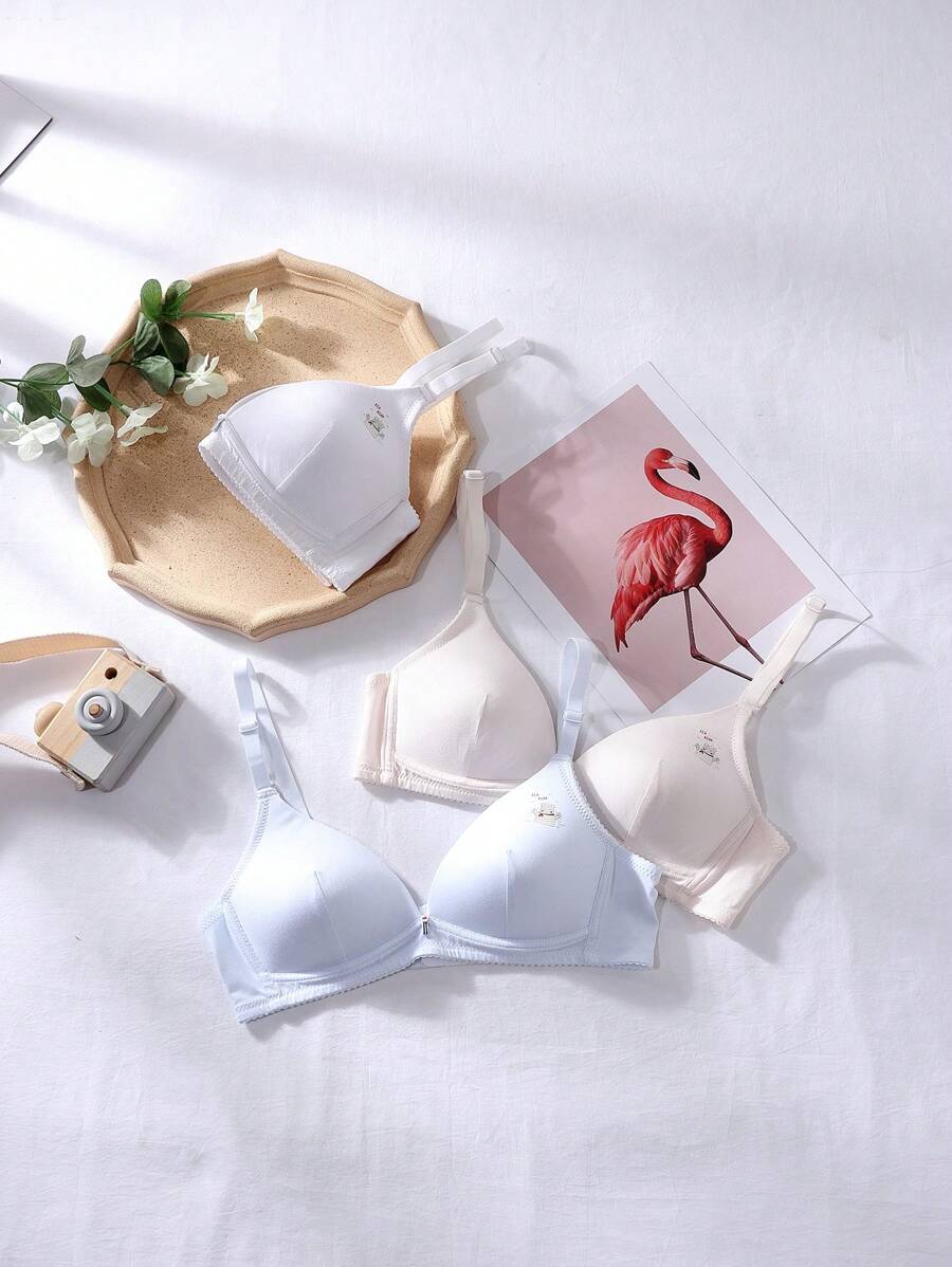 Sujetador cómodo de triángulo sólido blanco para adolescente con copa y juego de tiras elásticas - Blanco - Ver 1
