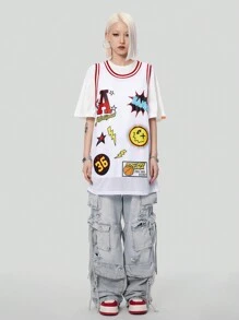 SHEIN Coolane 印花網眼寬鬆運動背心