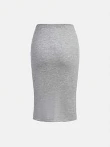 SHEIN Girlism Tween Girl 2pcs/Set Knitted Striped Leisure Skirt