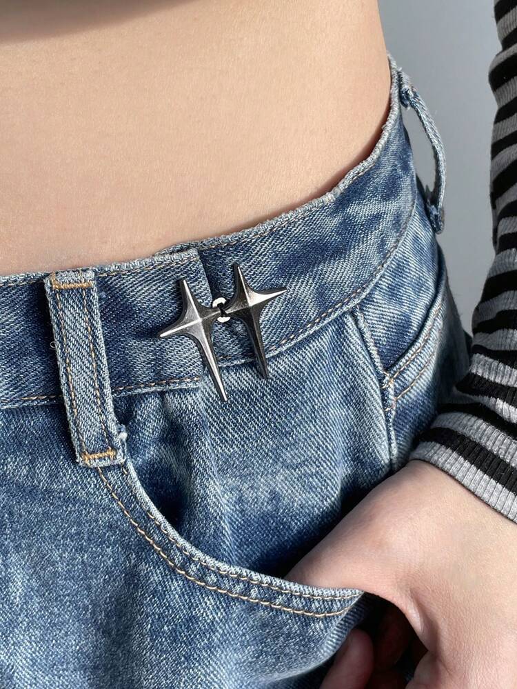 Silver Star Shaped Button
