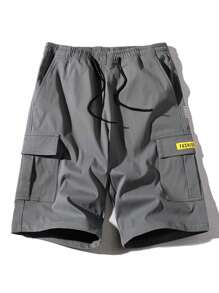 男士宽松休闲薄款工装短裤，百搭夏季街头服饰 - 深灰色 - 查看 1
