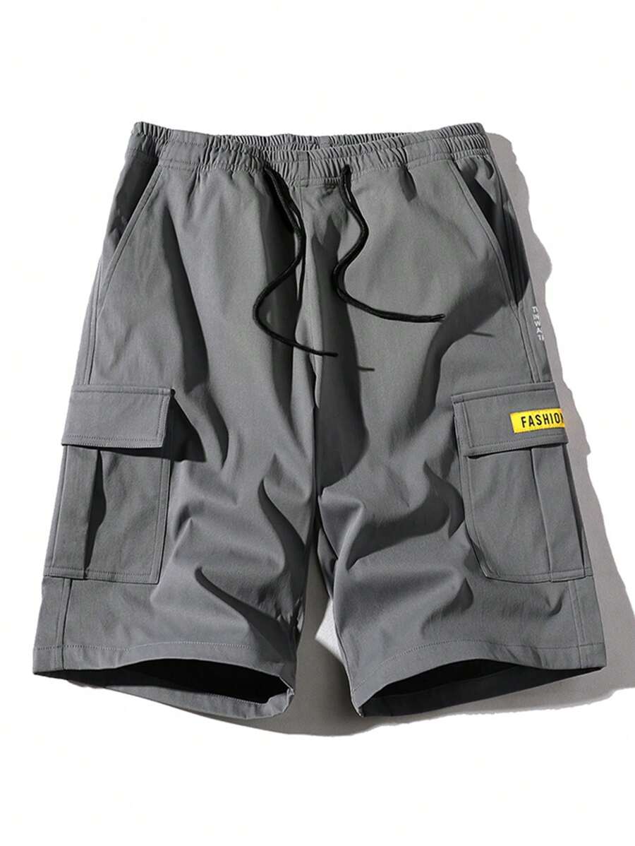 男士宽松休闲薄款工装短裤，百搭夏季街头服饰 - 深灰色 - 查看 1