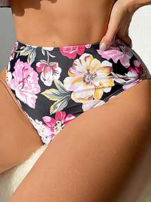 SHEIN Swim Women's Flower Pattern Printed Bikini Set Summer Beach - Multicolor - View 3