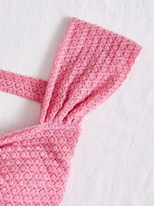 Soleia 1 件女士节日扭纹前开背短袖圆领 T 恤，宽松粉色圣诞服装